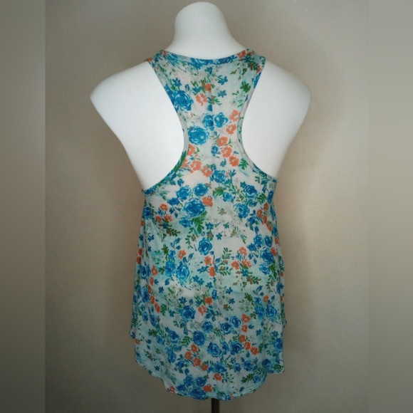 Mudd Floral Racerback Tank Top with Lace Trim Size Small - Picture 3 of 9